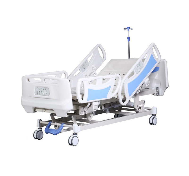 Adjustable homecare bed in a comfortable bedroom