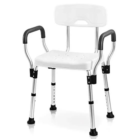 Adjustable shower chair with supportive backrest