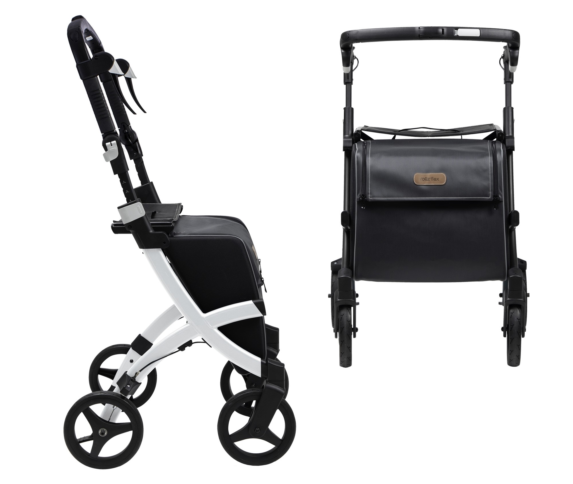 Lightweight rollator walker with padded seat and storage bag